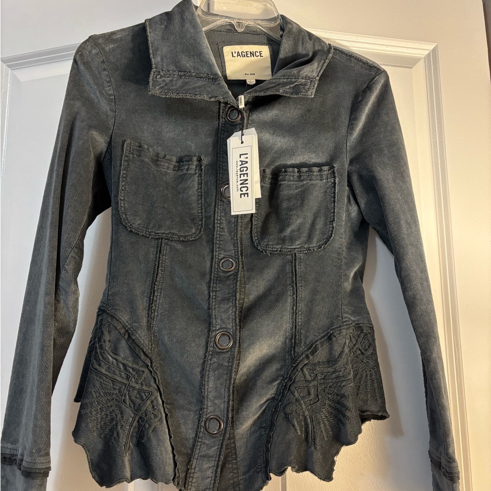 L'AGENCE Charcoal fluted, fitted, Jacket
